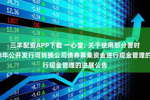 三羊配资APP下载 一心堂: 关于使用部分暂时闲置2018年公开发行可转换公司债券募集资金进行现金管理的进展公告