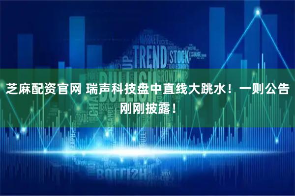 芝麻配资官网 瑞声科技盘中直线大跳水！一则公告刚刚披露！
